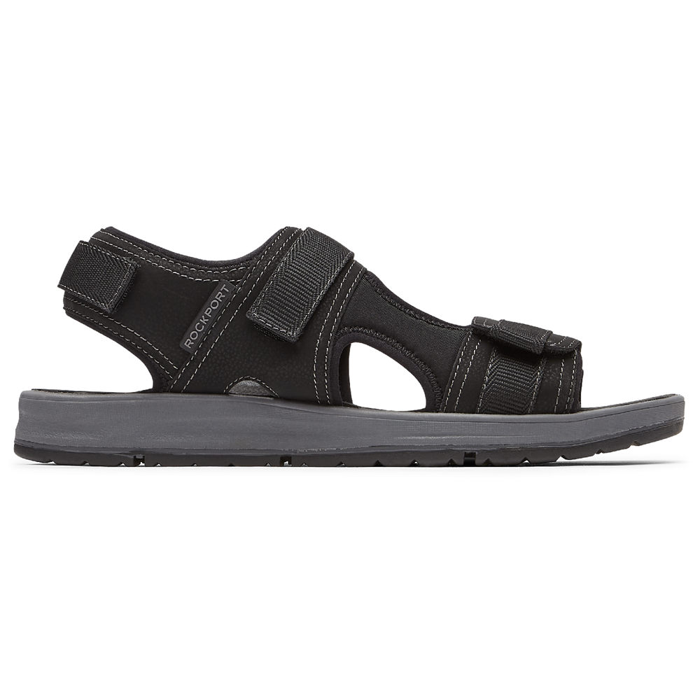 Sandálias Rockport Homem Pretas - Lucky Bay Sport 3 Strap - 03172JMRY